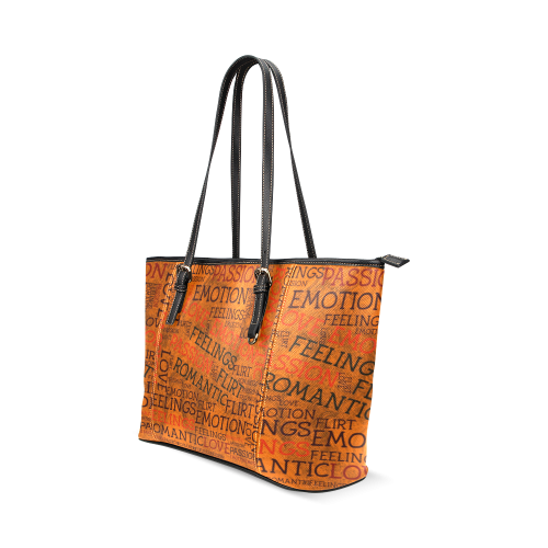 made of words,great feelings C Leather Tote Bag/Small (Model 1640)