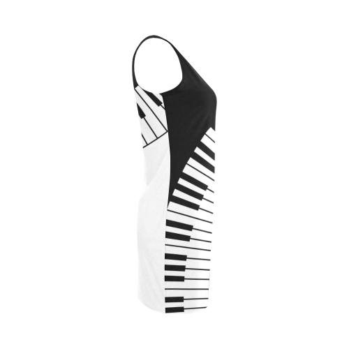 Black and White Music Keyboard by ArtformDesigns Medea Vest Dress (Model D06)