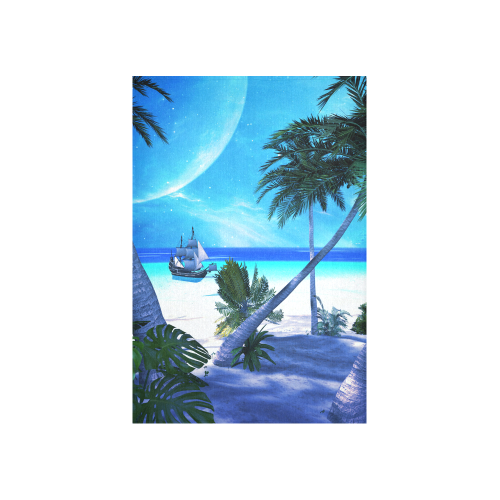 Awesome view over the ocean with ship Cotton Linen Wall Tapestry 40"x 60"