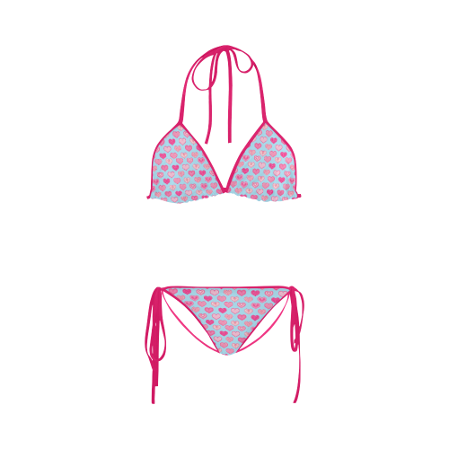 Retro Love Hearts Pattern by ArtformDesigns Custom Bikini Swimsuit