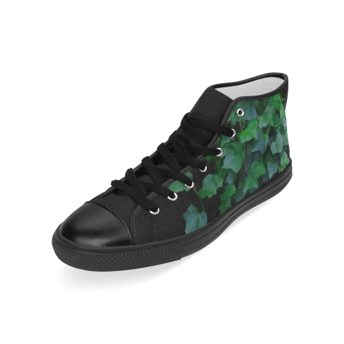 Vines, climbing plant on black Men’s Classic High Top Canvas Shoes (Model 017)