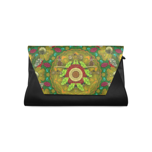 Panda Bears with motorcycles in the mandala forest Clutch Bag (Model 1630)
