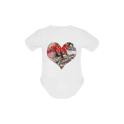 Heart Playing Card Shape - Las Vegas Icons Baby Powder Organic Short Sleeve One Piece (Model T28)