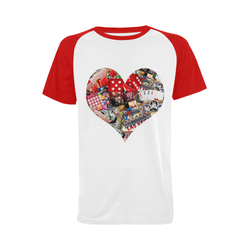 Heart Playing Card Shape - Las Vegas Icons Men's Raglan T-shirt Big Size (USA Size) (Model T11)