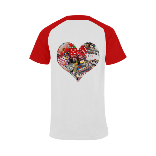Heart Playing Card Shape - Las Vegas Icons Men's Raglan T-shirt Big Size (USA Size) (Model T11)
