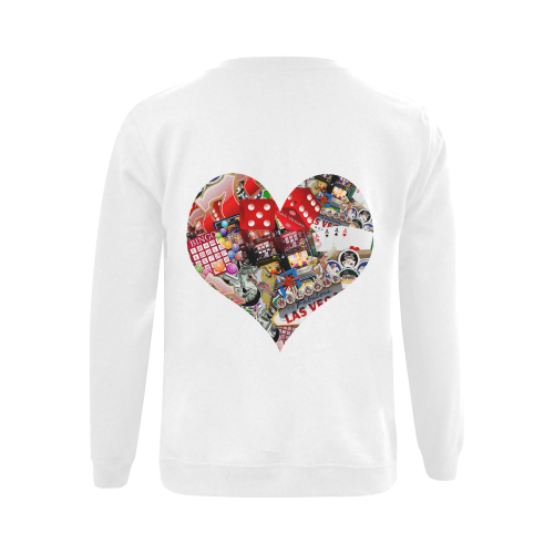 Heart Playing Card Shape - Las Vegas Icons Gildan Crewneck Sweatshirt(NEW) (Model H01)