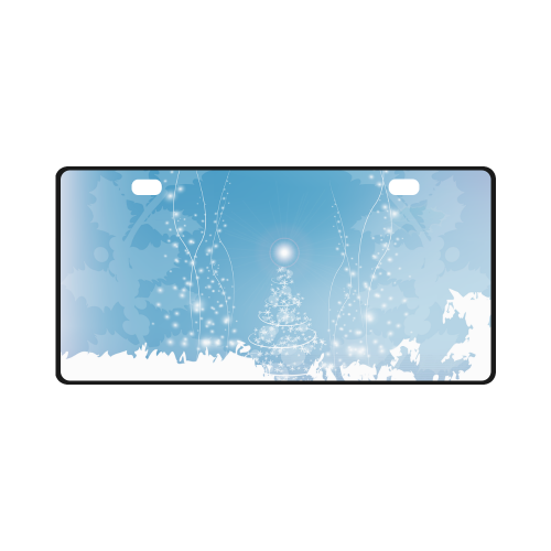 christmas design in blue and white License Plate