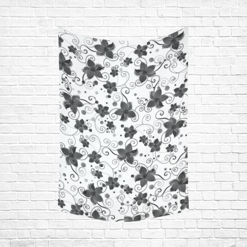 A elegant black white Flower dream Cotton Linen Wall Tapestry 60"x 90"