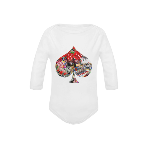 Spade Playing Card Shape - Las Vegas Icons Baby Powder Organic Long Sleeve One Piece (Model T27)