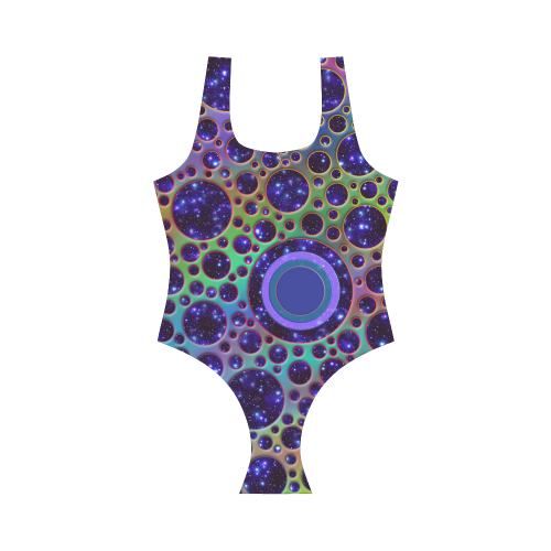 Universe DOTS GRID colored pattern Vest One Piece Swimsuit (Model S04)