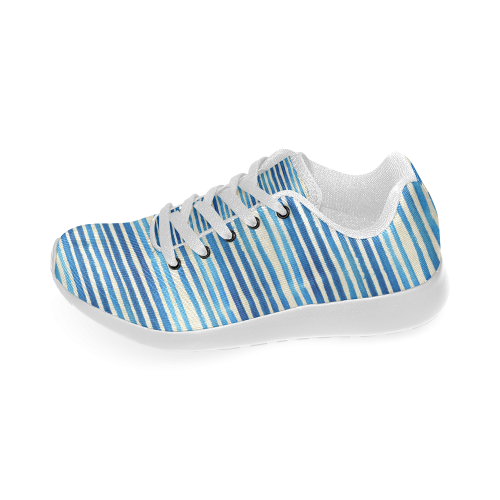 Watercolor STRIPES grunge pattern - blue Women’s Running Shoes (Model 020)