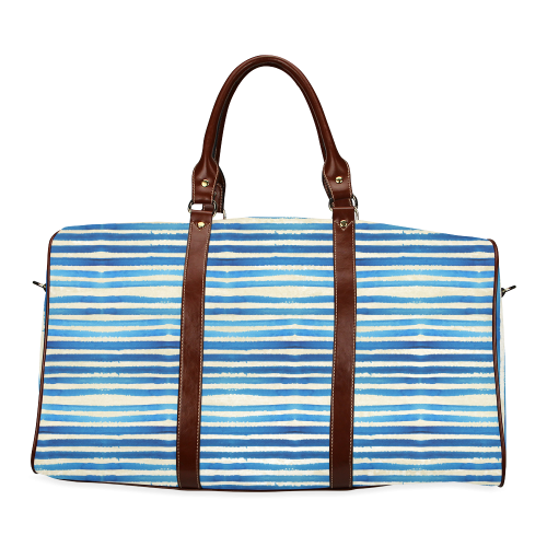 Watercolor STRIPES grunge pattern - blue Waterproof Travel Bag/Small (Model 1639)