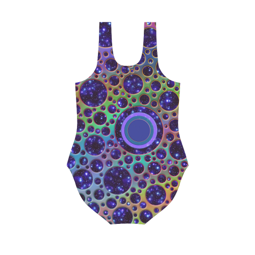 Universe DOTS GRID colored pattern Vest One Piece Swimsuit (Model S04)