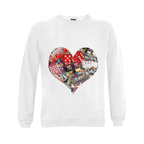 Heart Playing Card Shape - Las Vegas Icons Gildan Crewneck Sweatshirt(NEW) (Model H01)