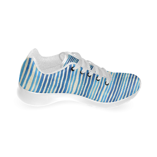 Watercolor STRIPES grunge pattern - blue Men’s Running Shoes (Model 020)