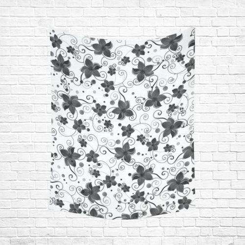 A elegant black white Flower dream Cotton Linen Wall Tapestry 60"x 80"
