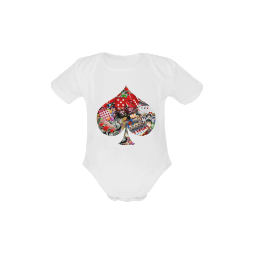 Spade Playing Card Shape - Las Vegas Icons Baby Powder Organic Short Sleeve One Piece (Model T28)