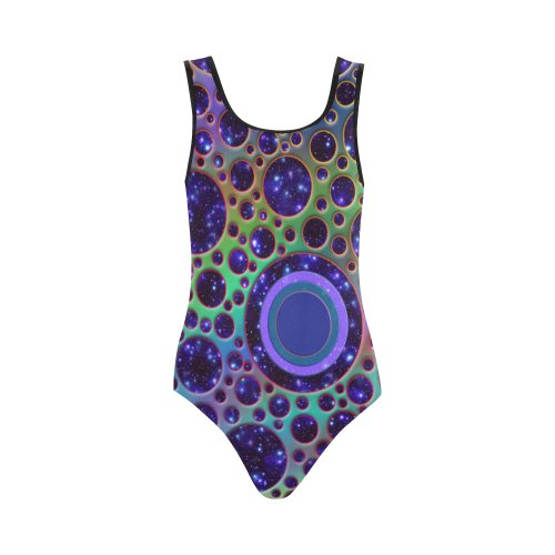 Universe DOTS GRID colored pattern Vest One Piece Swimsuit (Model S04)