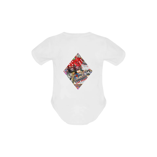 Diamond Playing Card Shape - Las Vegas Icons Baby Powder Organic Short Sleeve One Piece (Model T28)