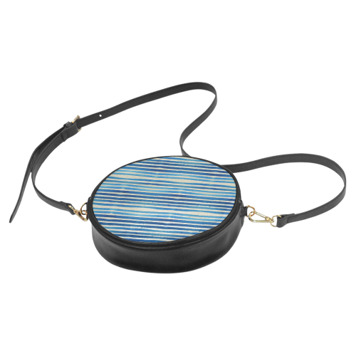 Watercolor STRIPES grunge pattern - blue Round Sling Bag (Model 1647)