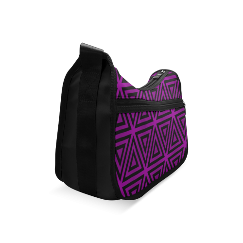 Purple/Black Triangle Pattern Crossbody Bags (Model 1616)