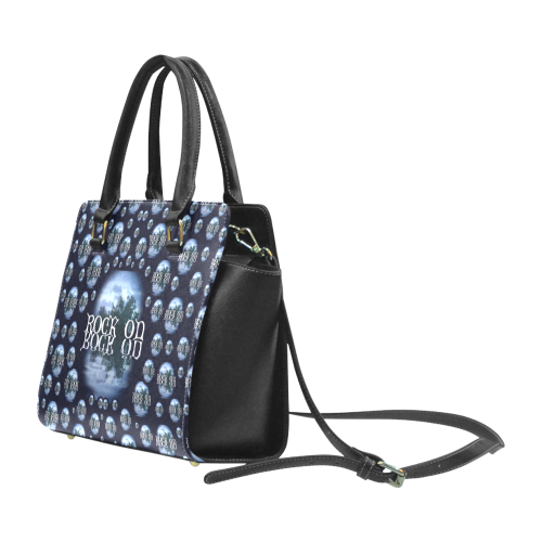 One Woman One Island And Rock On Rivet Shoulder Handbag (Model 1645)