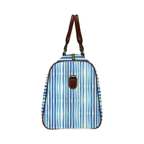 Watercolor STRIPES grunge pattern - blue Waterproof Travel Bag/Small (Model 1639)