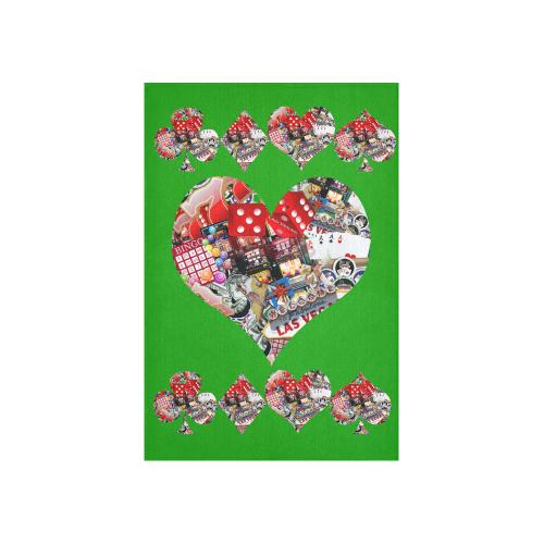 Heart Playing Card Shape - Las Vegas Icons Cotton Linen Wall Tapestry 40"x 60"
