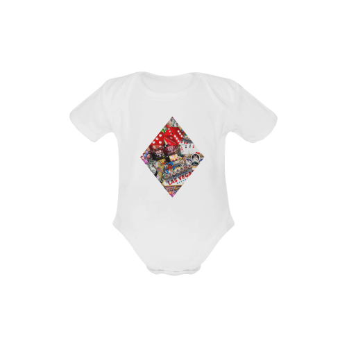 Diamond Playing Card Shape - Las Vegas Icons Baby Powder Organic Short Sleeve One Piece (Model T28)