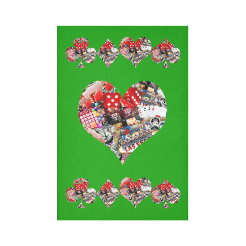 Heart Playing Card Shape - Las Vegas Icons Cotton Linen Wall Tapestry 60"x 90"