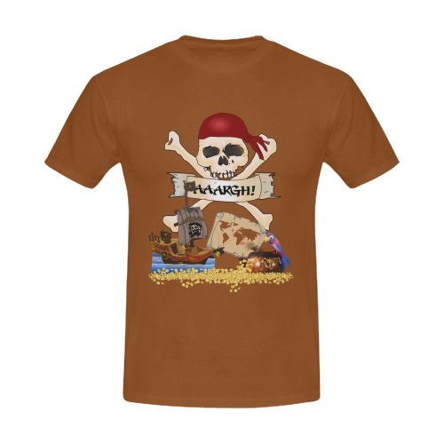 Pirate Ship, Treasure Chest and Jolly Roger Men's Slim Fit T-shirt (Model T13)