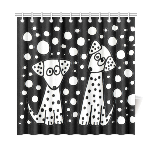 Cute Funny Dalmatian Dog Abstract Art Shower Curtain 72"x72"