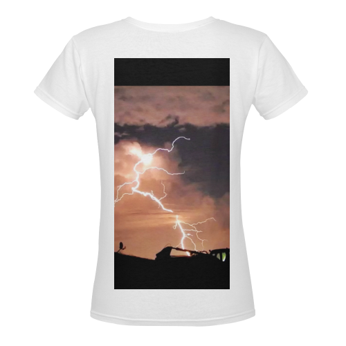 Mister Lightning Women's Deep V-neck T-shirt (Model T19)