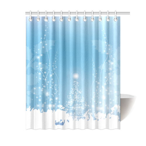 christmas design in blue and white Shower Curtain 60"x72"