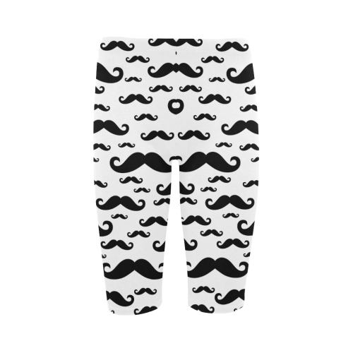 Black handlebar MUSTACHE / MOUSTACHE pattern Hestia Cropped Leggings (Model L03)