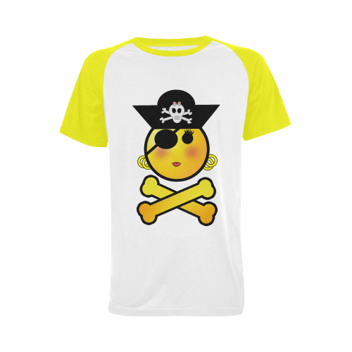 Pirate Emoticon - Smiley Emoji Girl Men's Raglan T-shirt (USA Size) (Model T11)
