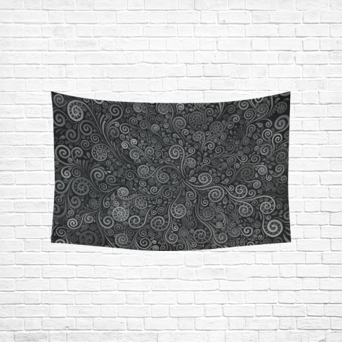 Black and White Rose Cotton Linen Wall Tapestry 60"x 40"
