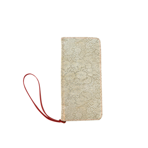 Old CROCHET / LACE FLORAL pattern - beige Women's Clutch Wallet (Model 1637)