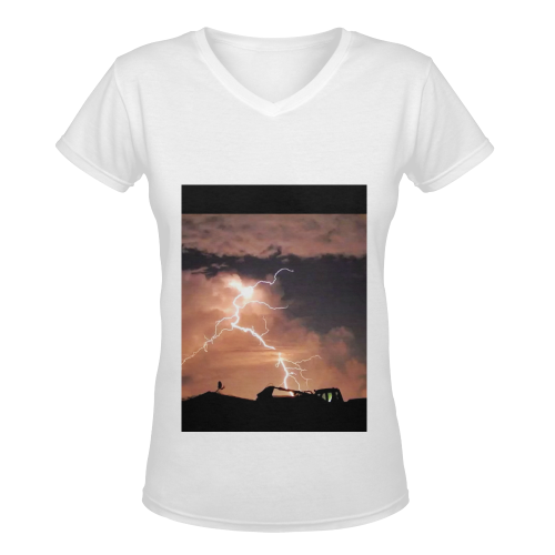 Mister Lightning Women's Deep V-neck T-shirt (Model T19)