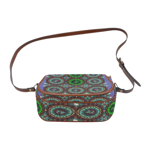 yin yang in art style and golden flowers Saddle Bag/Small (Model 1649) Full Customization