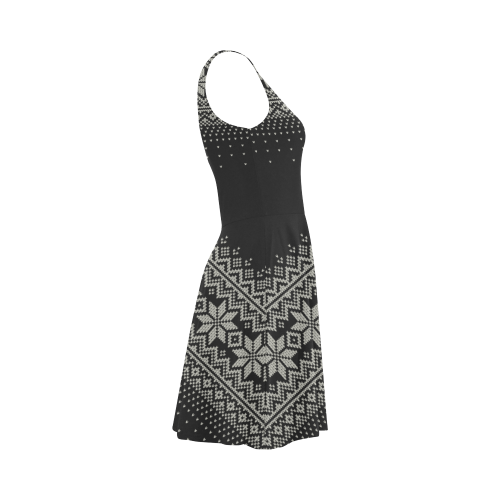 scandinavian christmas knit sweater pattern black Atalanta Sundress (Model D04)