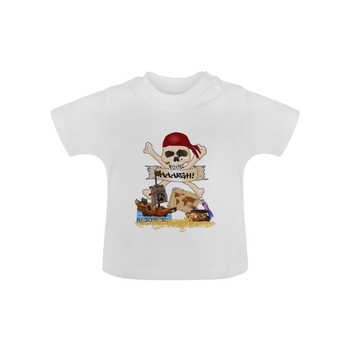 Pirate Ship, Treasure Chest and Jolly Roger Baby Classic T-Shirt (Model T30)