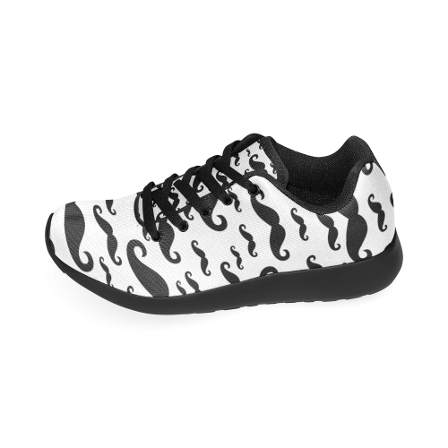 Black handlebar MUSTACHE / MOUSTACHE pattern Women’s Running Shoes (Model 020)