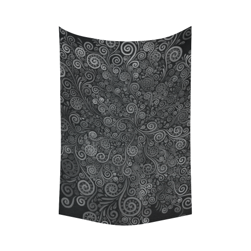 Black and White Rose Cotton Linen Wall Tapestry 60"x 90"