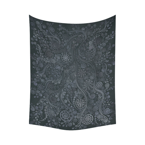 Soft Blue 3D Ornamental Cotton Linen Wall Tapestry 80"x 60"