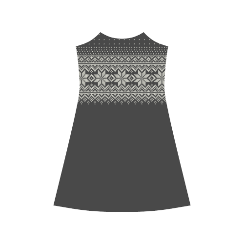 scandinavian christmas knit sweater pattern black Alcestis Slip Dress (Model D05)