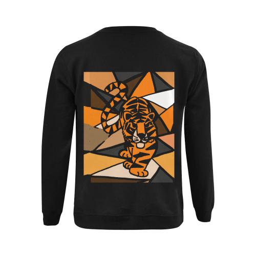 Artistic Stalking Tiger Abstract Art Gildan Crewneck Sweatshirt(NEW) (Model H01)