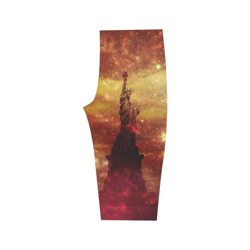 Lady Liberty Yellow Red Stars Hestia Cropped Leggings (Model L03)