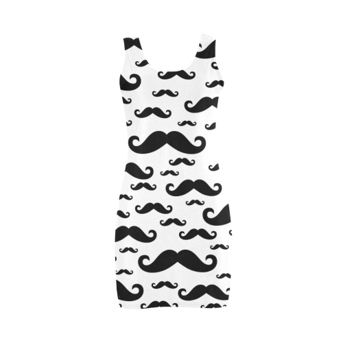 Black handlebar MUSTACHE / MOUSTACHE pattern Medea Vest Dress (Model D06)