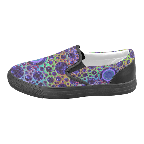 Universe DOTS GRID colored pattern Women's Unusual Slip-on Canvas Shoes (Model 019)